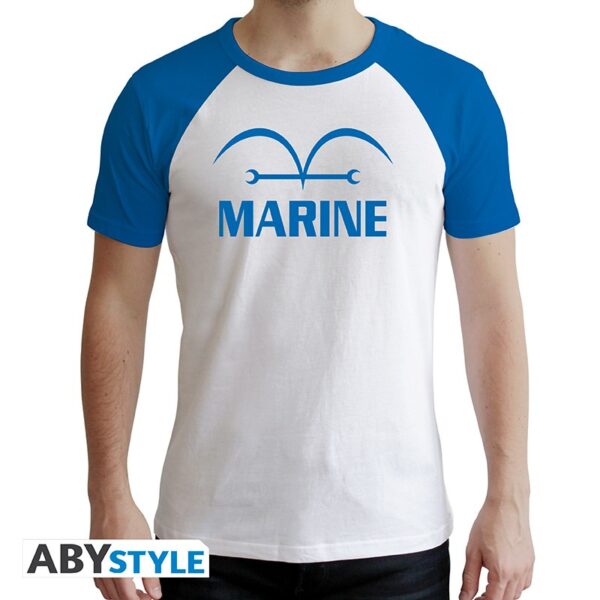 One Piece - T-Shirt Marine SS Blue Premium - Taglia / Size L - ABYstyle - taglia: L - colore: Bianco, Blu - Uomo