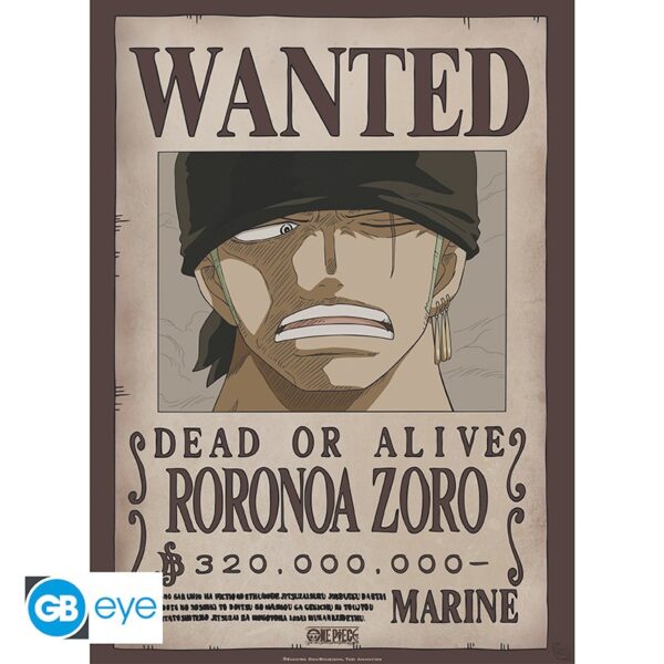 One Piece Poster - Roronoa Zoro - Wanted Dead or Alive - GBEye