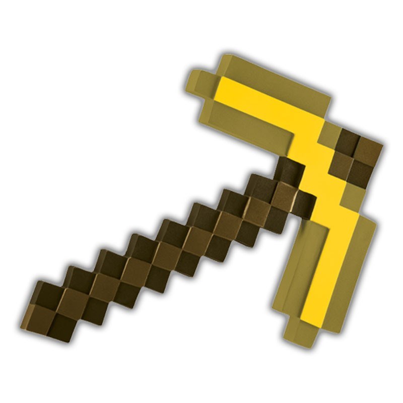 In Minecraft un piccone d'oro con riparazione, indistruttibilità