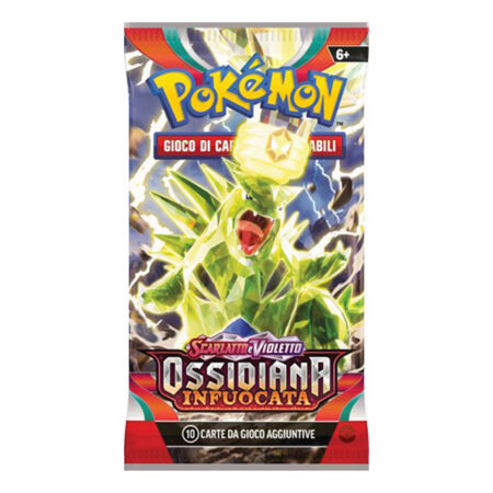 Ossidiana Infuocata - Busta 10 Carte (Artwork Tyranitar) - Pokémon Scarlatto e Violetto