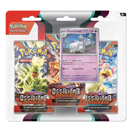 Ossidiana Infuocata Blister 3 Buste Houndstone - Pokémon Scarlatto e Violetto