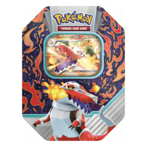 Tin da Collezione Partner di Paldea Skeledirge EX Pokémon Scarlatto e Violetto fumetto confezioni-carte