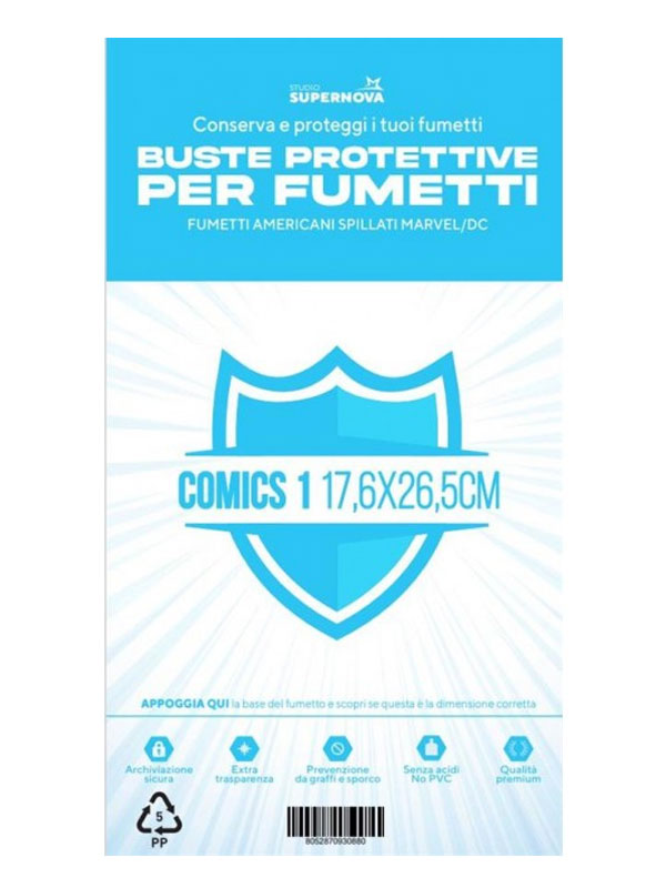 100 Buste Protettive Comics (17,6 X 26,5) - Studio Supernova