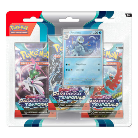 Blister 3 Bustine con Carta Promo Arctibax Pokémon Scarlatto e Violetto Paradosso Temporale
