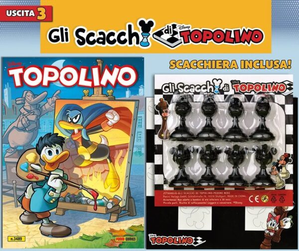 Topolino - Supertopolino 3489 + Gli Scacchi di Topolino - Scacchiera e Pedine Nere - Panini Comics - Italiano