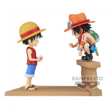 One Piece - World Collectable Figure - Log Stories - Monkey. D. Luffy e Portgas D. Ace - Minifigure 8cm