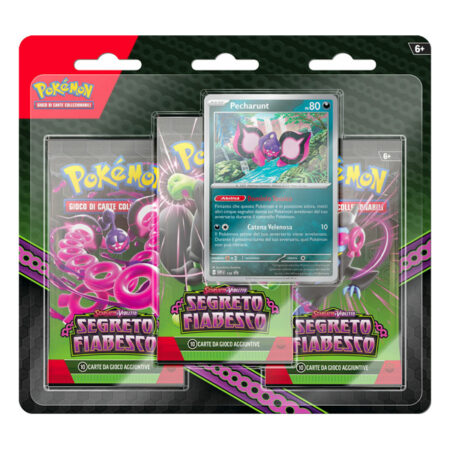 Collezione Blister 3 Bustine con Carta Promo Pecharunt - Segreto Fiabesco Pokémon Scarlatto e Violetto - Italiano