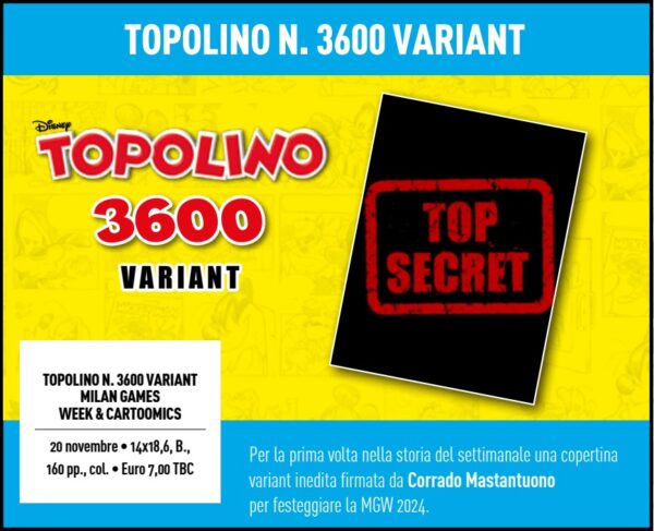 Topolino 3600 - Variant Milan Games Week & Cartoomics - Panini Comics - Italiano