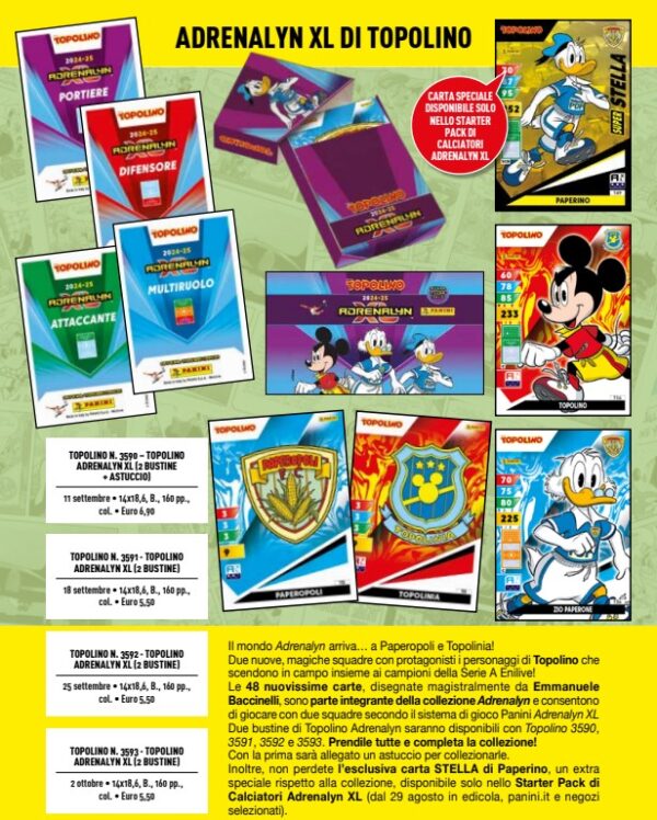 Topolino - Supertopolino 3593 + Topolino Adrenalyn XL - Quarta Uscita - 2 Bustine - Panini Comics - Italiano